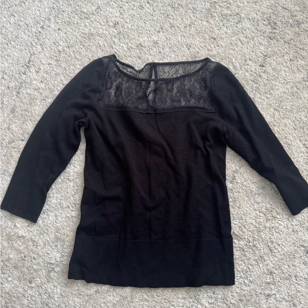 White House Black Market Black Lace Sweater
